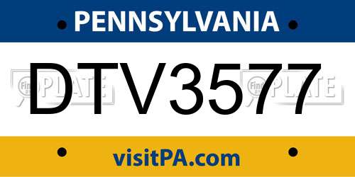 DTV3577 Pennsylvania License Plate