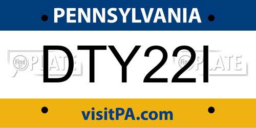 DTY22I Pennsylvania License Plate
