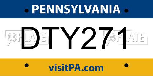 DTY271 Pennsylvania License Plate