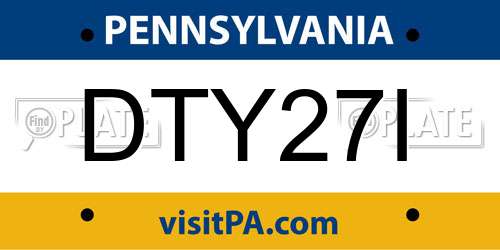 DTY27I Pennsylvania License Plate