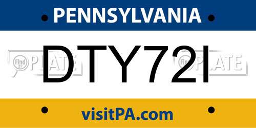 DTY72I Pennsylvania License Plate