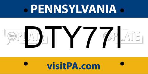 DTY77I Pennsylvania License Plate