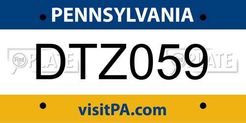 DTZ059 Pennsylvania License Plate