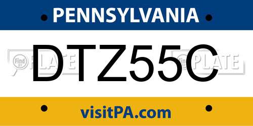 DTZ55C Pennsylvania License Plate