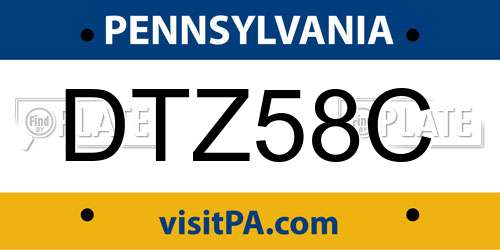 DTZ58C Pennsylvania License Plate
