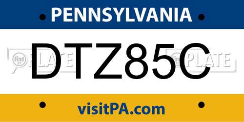 DTZ85C Pennsylvania License Plate