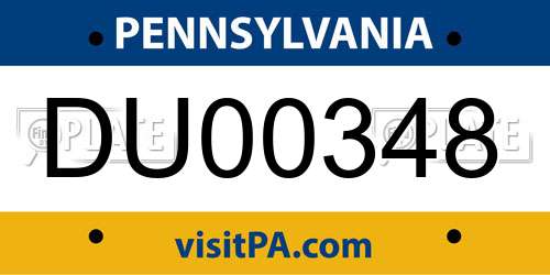 DU00348 Pennsylvania License Plate
