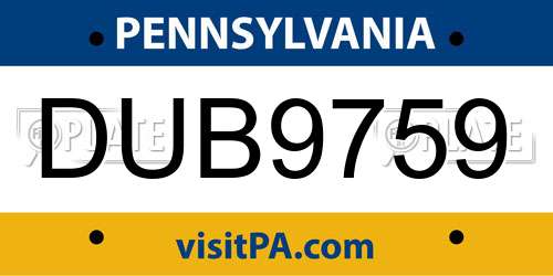 DUB9759 Pennsylvania License Plate