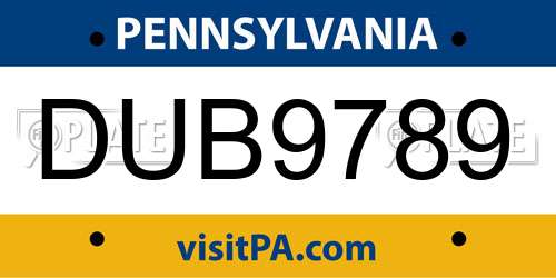 DUB9789 Pennsylvania License Plate