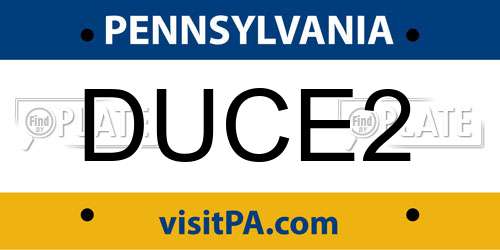 DUCE2 Pennsylvania License Plate