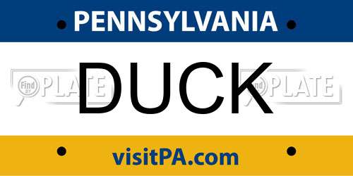 DUCK Pennsylvania License Plate