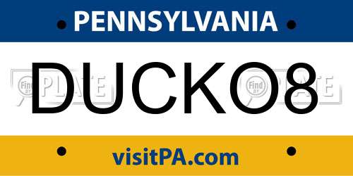 DUCKO8 Pennsylvania License Plate