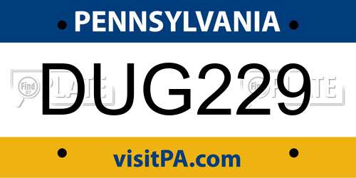 DUG229 Pennsylvania License Plate