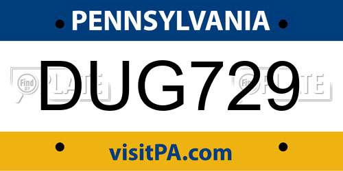 DUG729 Pennsylvania License Plate