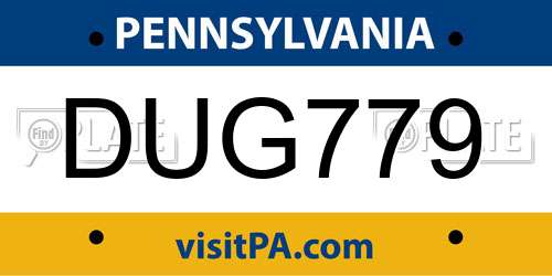 DUG779 Pennsylvania License Plate