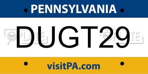 DUGT29 Pennsylvania License Plate