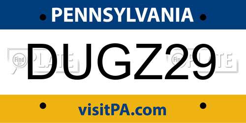 DUGZ29 Pennsylvania License Plate