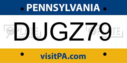 DUGZ79 Pennsylvania License Plate