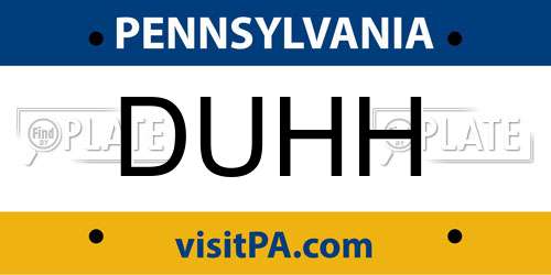 DUHH Pennsylvania License Plate