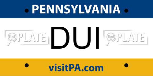 DUI Pennsylvania License Plate
