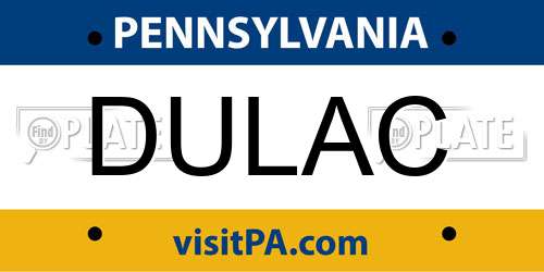 DULAC Pennsylvania License Plate