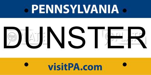 DUNSTER Pennsylvania License Plate