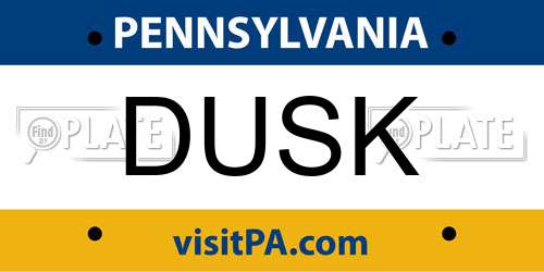 DUSK Pennsylvania License Plate
