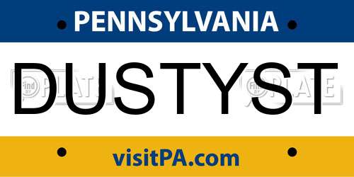 DUSTYST Pennsylvania License Plate