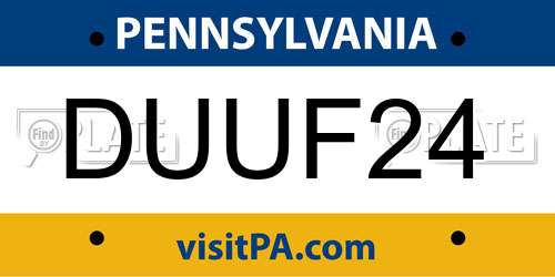 DUUF24 Pennsylvania License Plate