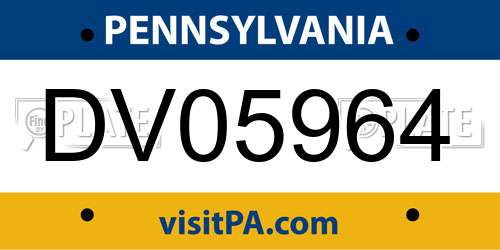 DV05964 Pennsylvania License Plate