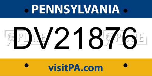 DV21876 Pennsylvania License Plate