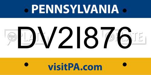 DV2I876 Pennsylvania License Plate