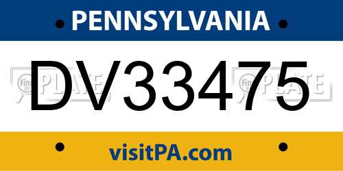DV33475 Pennsylvania License Plate