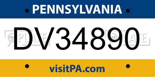 DV34890 Pennsylvania License Plate