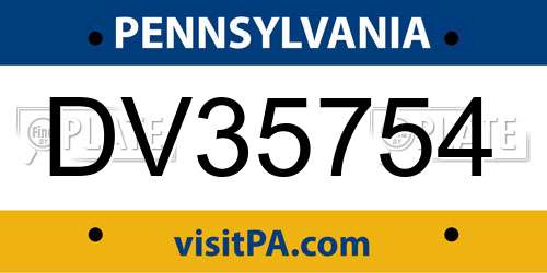 DV35754 Pennsylvania License Plate