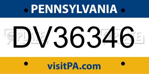 DV36346 Pennsylvania License Plate
