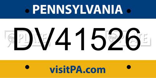 DV41526 Pennsylvania License Plate