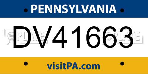DV41663 Pennsylvania License Plate