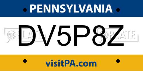 DV5P8Z Pennsylvania License Plate