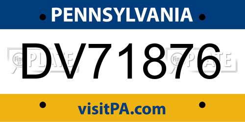 DV71876 Pennsylvania License Plate