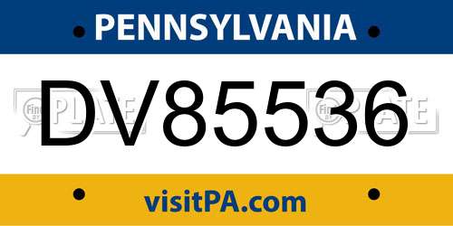 DV85536 Pennsylvania License Plate