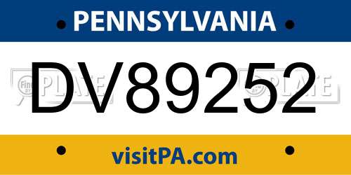 DV89252 Pennsylvania License Plate