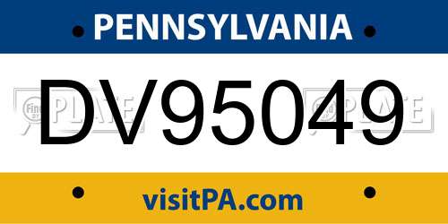 DV95049 Pennsylvania License Plate
