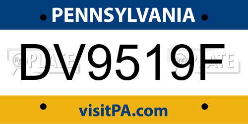 DV9519F Pennsylvania License Plate