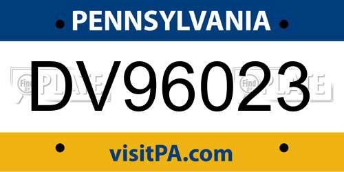 DV96023 Pennsylvania License Plate