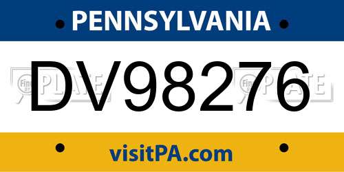 DV98276 Pennsylvania License Plate