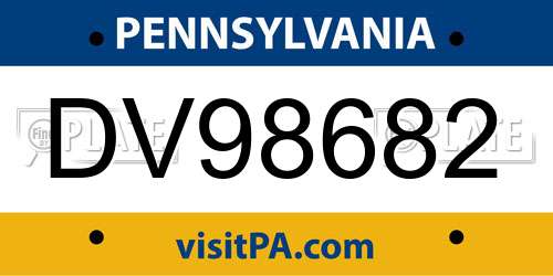 DV98682 Pennsylvania License Plate