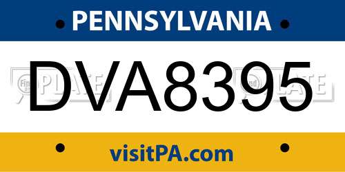 DVA8395 Pennsylvania License Plate