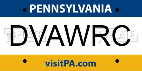 DVAWRC Pennsylvania License Plate