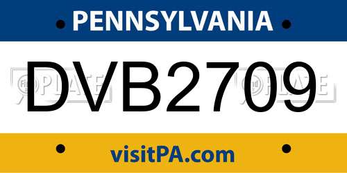 DVB2709 Pennsylvania License Plate